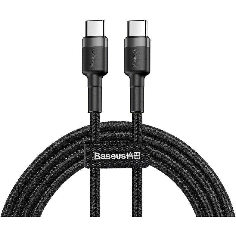 CABLU alimentare si date Baseus Cafule, Fast Charging Data Cable pt. smartphone, USB Type-C la USB Type-C 3A / 60W, 1m, gri + negru "CATKLF-GG1" - 6953156285200