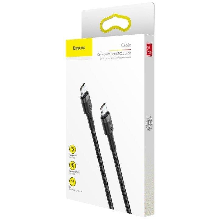 CABLU alimentare si date Baseus Cafule, Fast Charging Data Cable pt. smartphone, USB Type-C la USB Type-C 3A / 60W, 1m, gri + negru "CATKLF-GG1" - 6953156285200