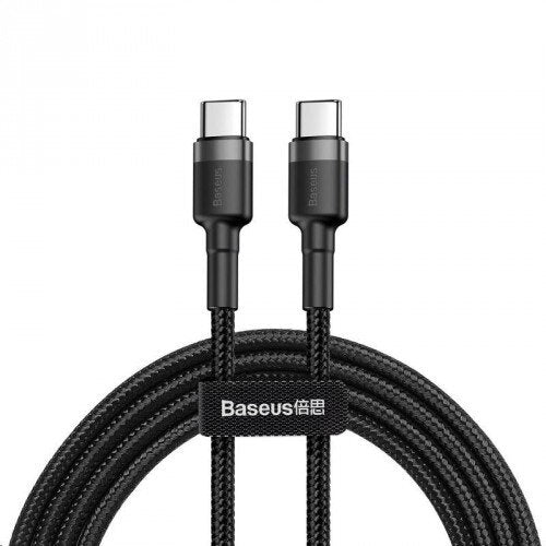CABLU alimentare si date Baseus Cafule, Fast Charging Data Cable pt. smartphone, USB Type-C la USB Type-C 3A / 60W, 2m, gri + negru "CATKLF-HG1" - 6953156285231