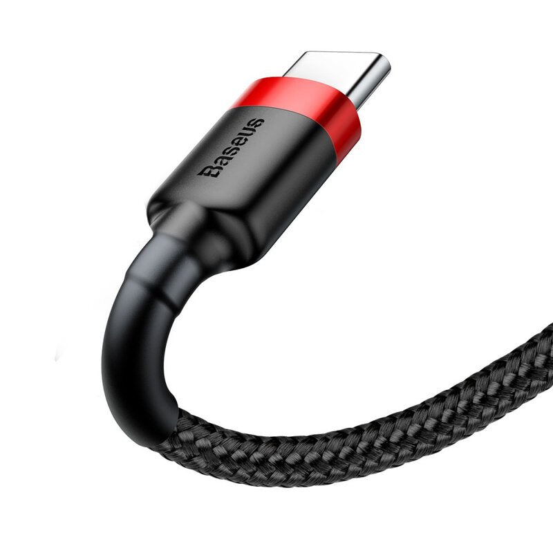 CABLU alimentare si date Baseus Cafule, Fast Charging Data Cable pt. smartphone, USB la USB Type-C 2A, 3m, rosu+negru "CATKLF-U91" - 6953156296350