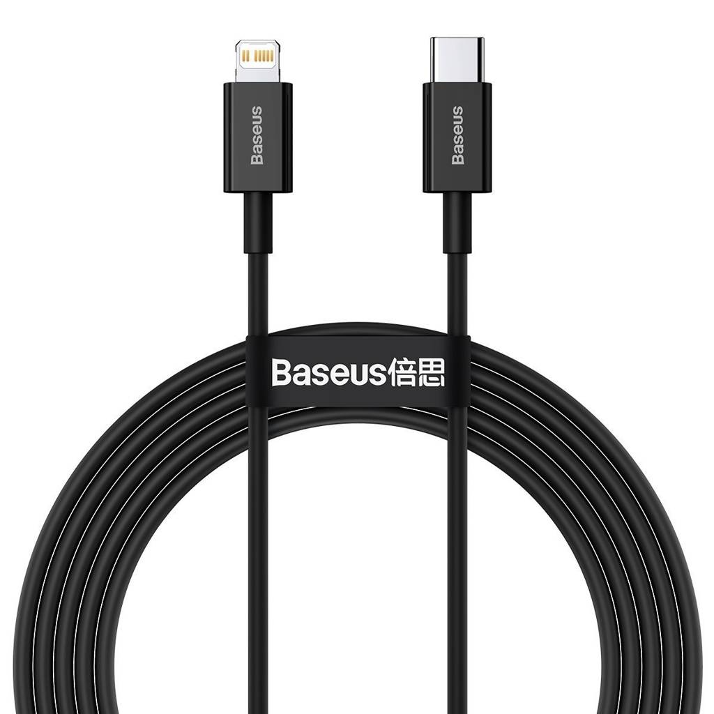 Cablu alimentare si date Baseus Superior, Fast Charging Data Cable pt. smartphone, USB Type-C la Lightning Iphone PD 20W, 2m, negru 
