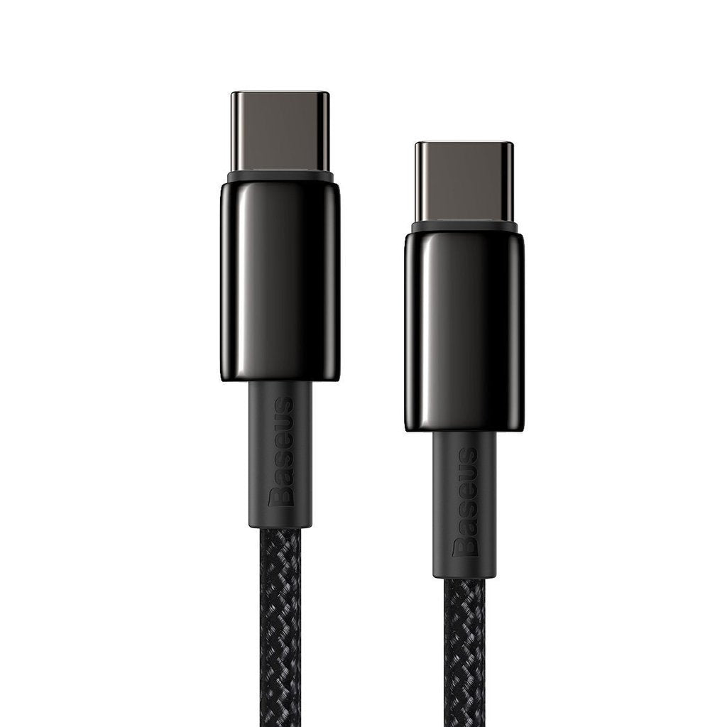 CABLU alimentare si date Baseus Tungsten Gold, Fast Charging Data Cable pt. smartphone, USB Type-C la USB Type-C 100W, braided, 1m, negru "CATWJ-01" - 6953156232051