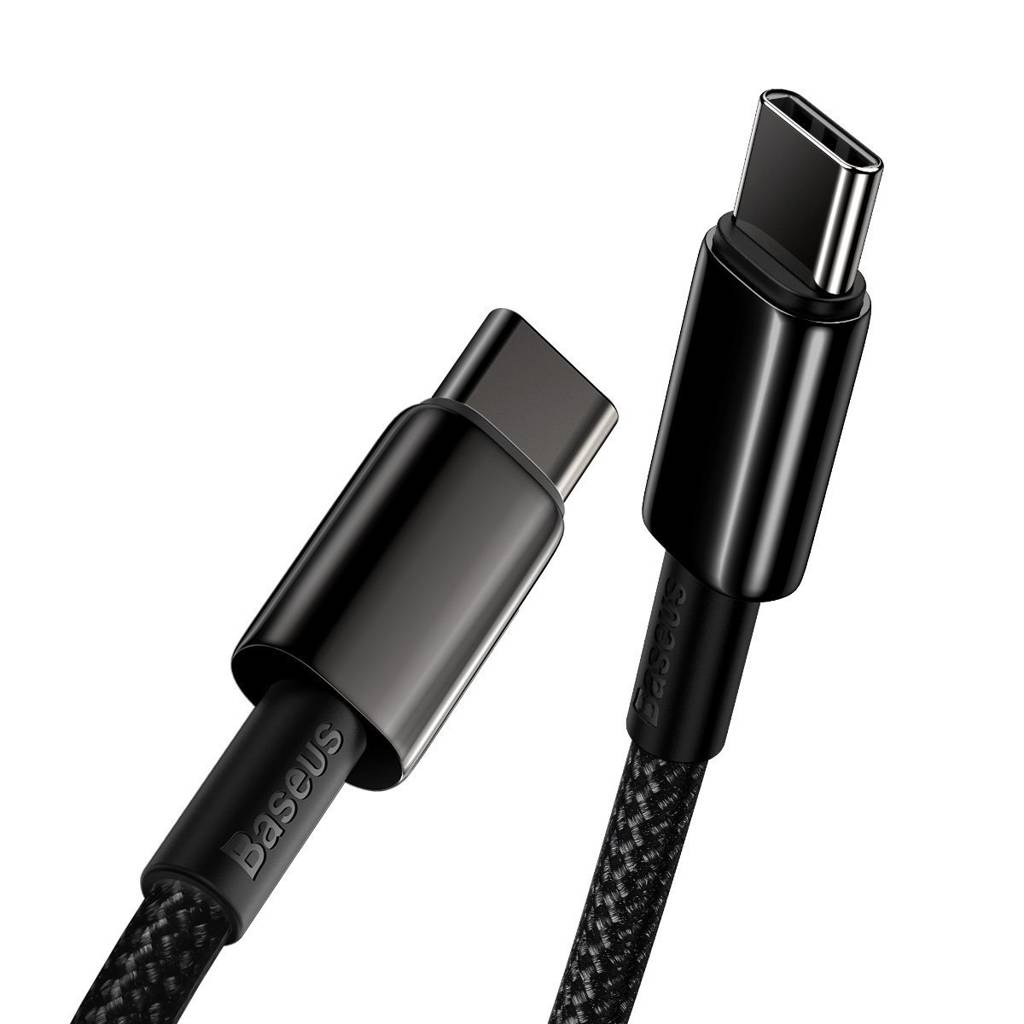 CABLU alimentare si date Baseus Tungsten Gold, Fast Charging Data Cable pt. smartphone, USB Type-C la USB Type-C 100W, braided, 1m, negru "CATWJ-01" - 6953156232051