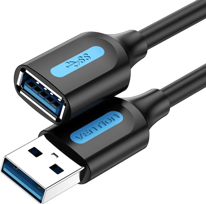 Cablu USB prelungitor Vention, USB 3.2 gen 1 (T) la USB 3.2 gen 1 (M), 0.5m rata transfer 5 Gbps, invelis PVC, negru, "CBHBD"