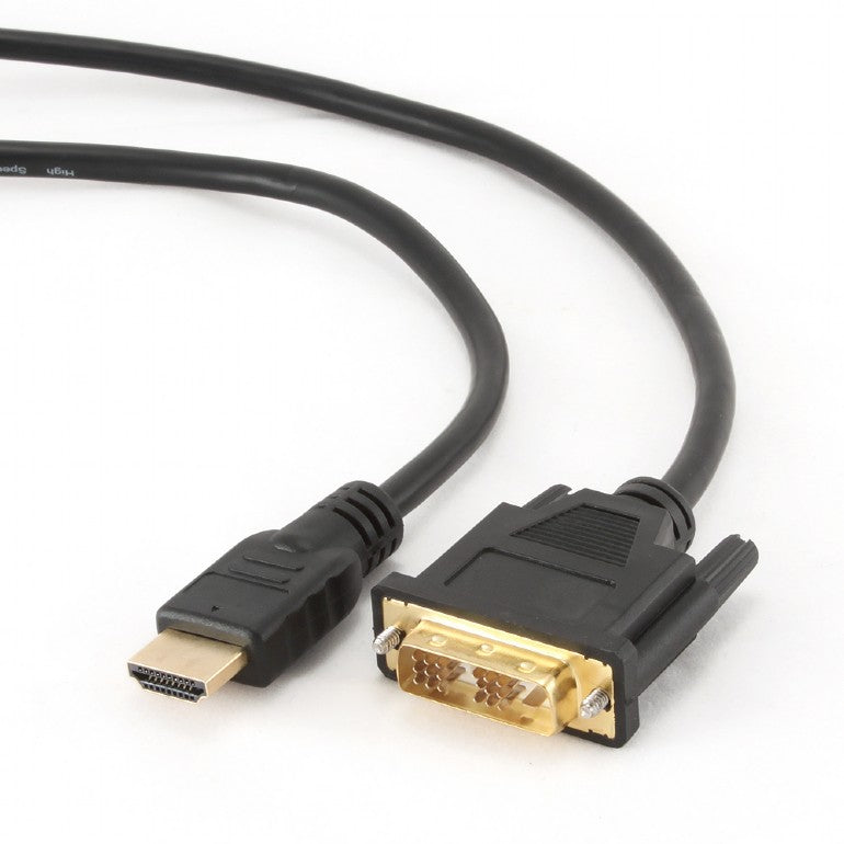 CABLU video GEMBIRD, adaptor HDMI (T) la DVI-D SL (T), 0.5m, conectori auriti, negru, "CC-HDMI-DVI-0.5M"