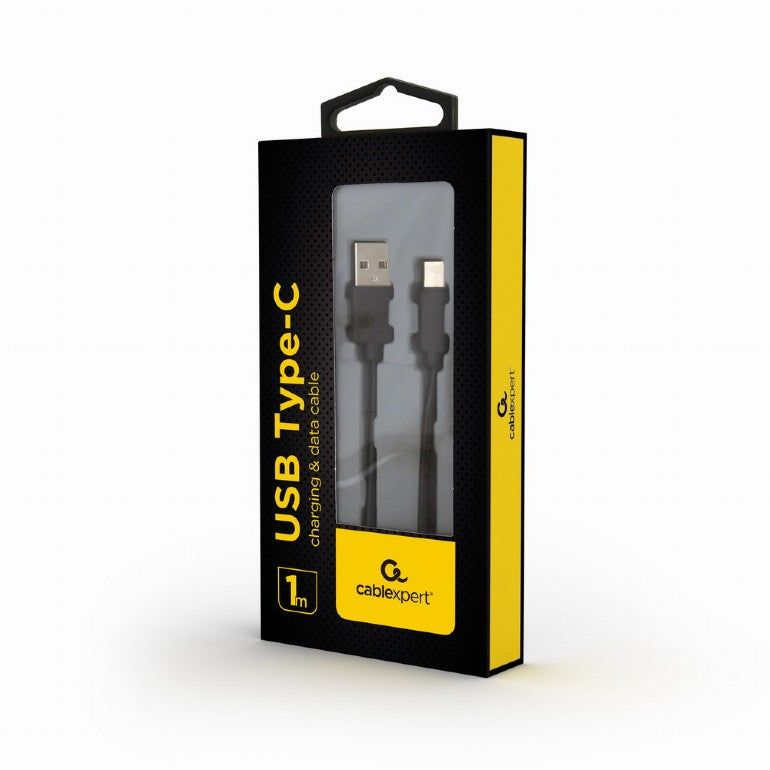 CABLU alimentare si date GEMBIRD, pt. smartphone, USB 2.0 (T) la USB 2.0 Type-C (T), 1m, negru, "CC-USB2-AMCM-1M"