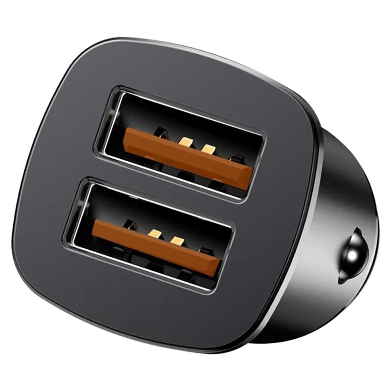 INCARCATOR AUTO Baseus Metal, QC3.0, 2 x USB, total output 30W, pt. bricheta auto, negru "CCALL-DS01" - 6953156284180