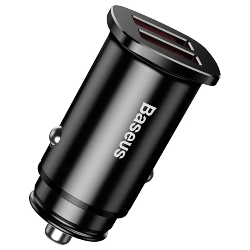 INCARCATOR AUTO Baseus Metal, QC3.0, 2 x USB, total output 30W, pt. bricheta auto, negru "CCALL-DS01" - 6953156284180
