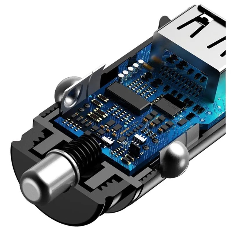 INCARCATOR AUTO Baseus Metal, QC3.0, 2 x USB, total output 30W, pt. bricheta auto, negru "CCALL-DS01" - 6953156284180