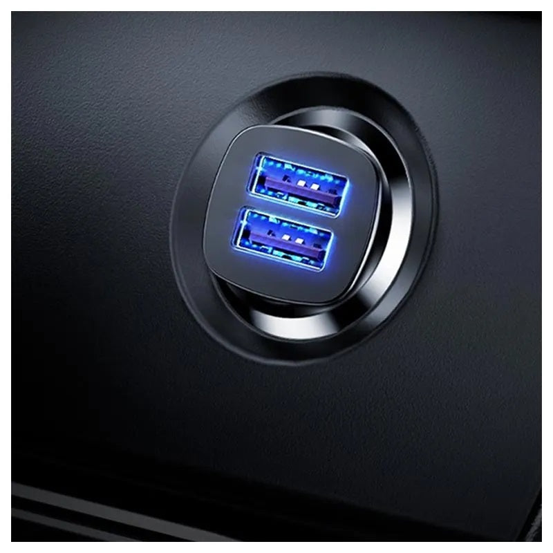 INCARCATOR AUTO Baseus Metal, QC3.0, 2 x USB, total output 30W, pt. bricheta auto, negru "CCALL-DS01" - 6953156284180