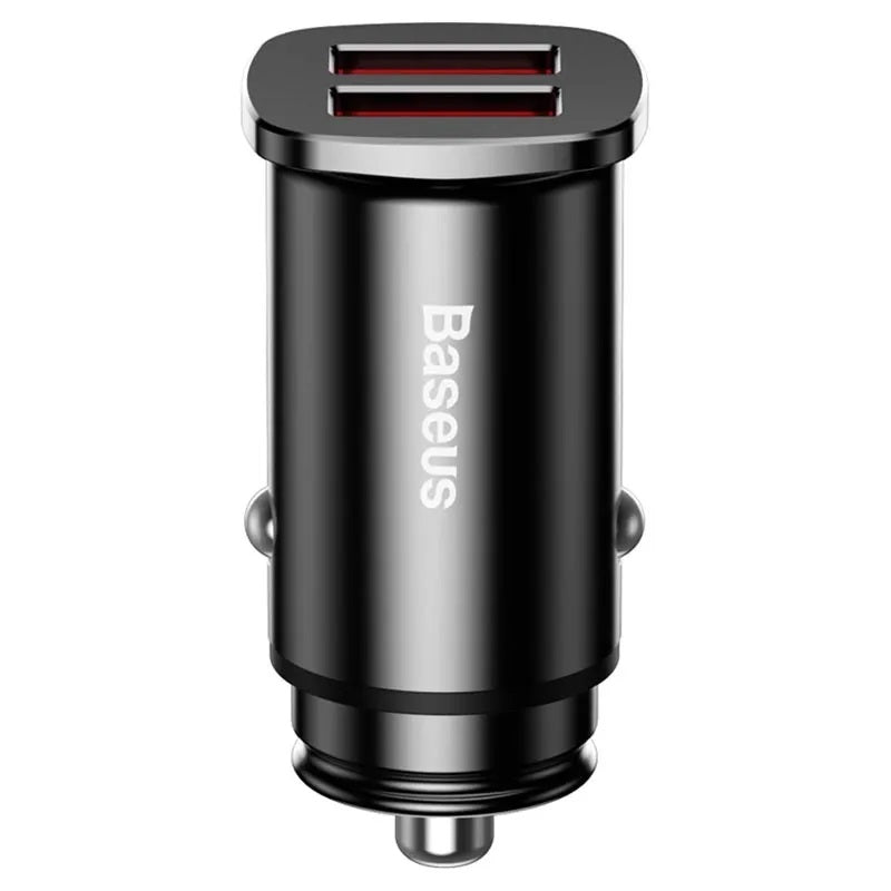 INCARCATOR AUTO Baseus Metal, QC3.0, 2 x USB, total output 30W, pt. bricheta auto, negru "CCALL-DS01" - 6953156284180