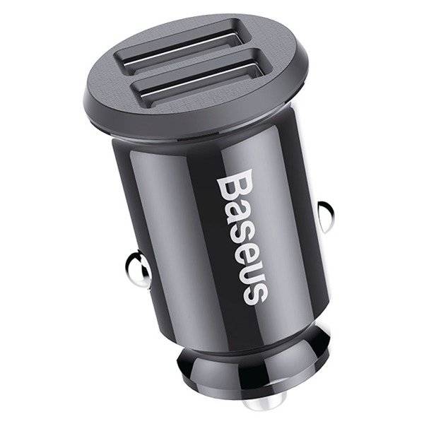 INCARCATOR auto Baseus Grain, 2 x USB Output 5V/3.1A, 15W total ambele porturi, pt. bricheta auto, negru "CCALL-ML01" - 6953156276512