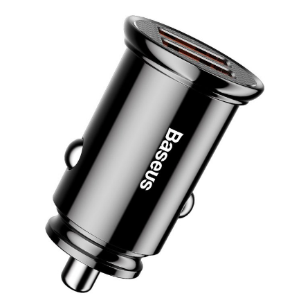 INCARCATOR auto Baseus Circular Plastic, Quick Charge 30W, 2 x USB Output 4.5V/5A, pt. bricheta auto, negru "CCALL-YD01" - 6953156286511