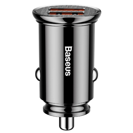 INCARCATOR auto Baseus Circular Plastic, Quick Charge 30W, 2 x USB Output 4.5V/5A, pt. bricheta auto, negru "CCALL-YD01" - 6953156286511