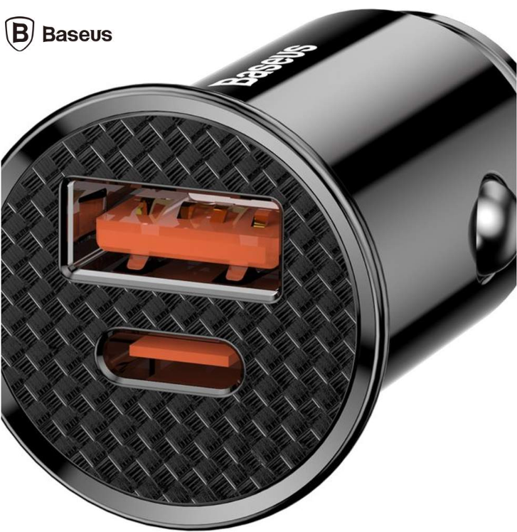 INCARCATOR auto Baseus Circular Plastic PPS, 1 x USB Output 4.5V/5A, 1 x USB Type-C Output 5V/3A, total output 30W, pt. bricheta auto, negru "CCALL-YS01" - 6953156286535