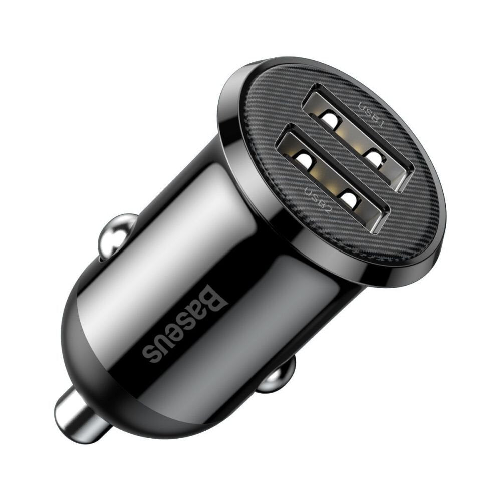 INCARCATOR auto Baseus Grain Pro, 2 x USB (USB1 Output 5V/2.4A, USB2 Output: 5V/2.4A) pt. bricheta auto, black "CCALLP-01" - 6953156202009