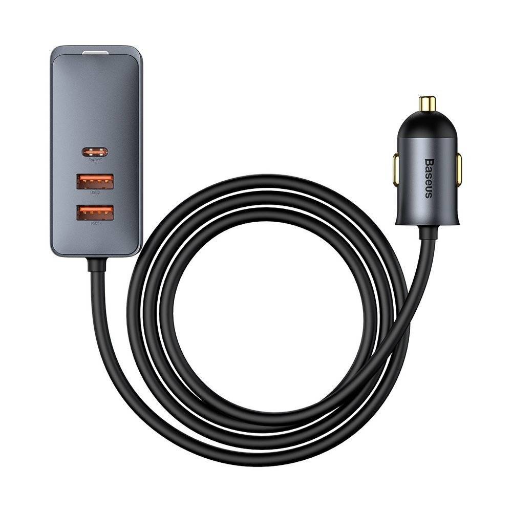 INCARCATOR auto Baseus Share Together PPS, 3 x USB max. 3A si 1 x USB Type-C max 5V/3A, total output 120W, lungime cablu