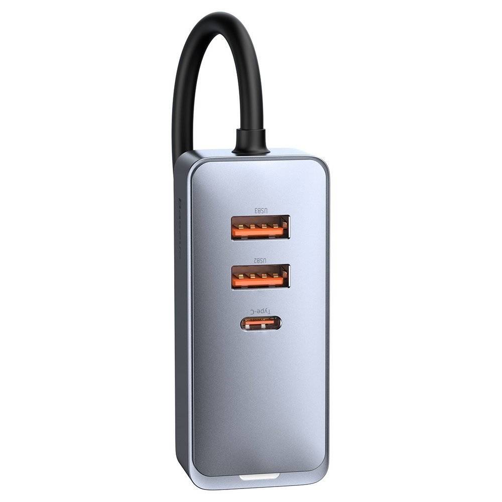 INCARCATOR auto Baseus Share Together PPS, 3 x USB max. 3A si 1 x USB Type-C max 5V/3A, total output 120W, lungime cablu