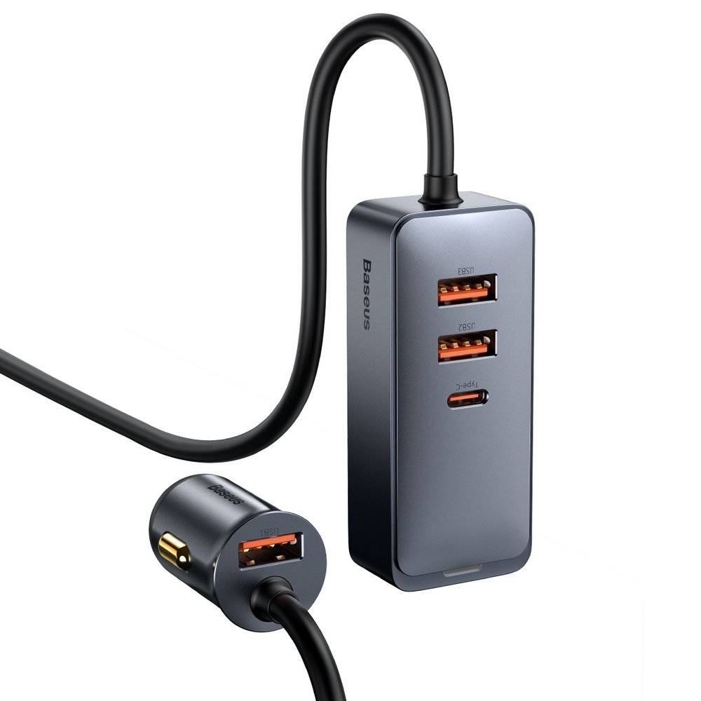 INCARCATOR auto Baseus Share Together PPS, 3 x USB max. 3A si 1 x USB Type-C max 5V/3A, total output 120W, lungime cablu