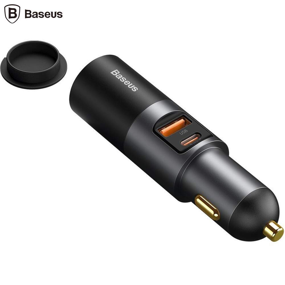 INCARCATOR auto Baseus Share Together,1 x USB Output 5V/3A,1 x USB Type-C max 5V/3A si 1 x bricheta auto 60W,total output 120W, pt. bricheta auto,gri"CCBT-C0G"-6953156206694
