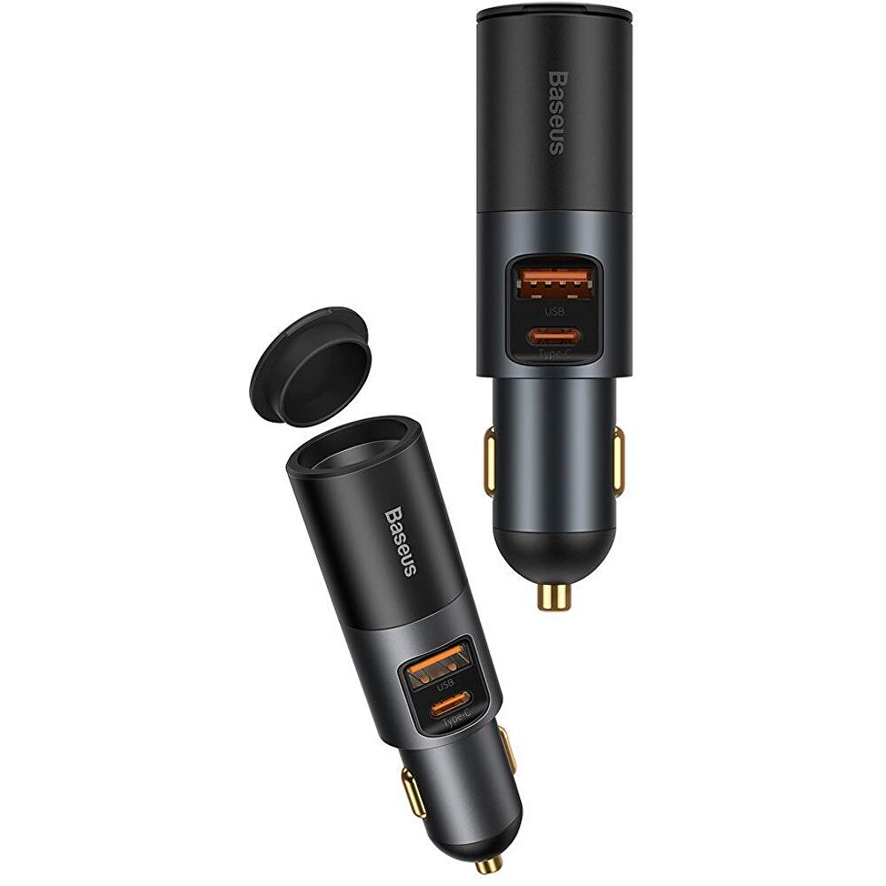 INCARCATOR auto Baseus Share Together,1 x USB Output 5V/3A,1 x USB Type-C max 5V/3A si 1 x bricheta auto 60W,total output 120W, pt. bricheta auto,gri"CCBT-C0G"-6953156206694