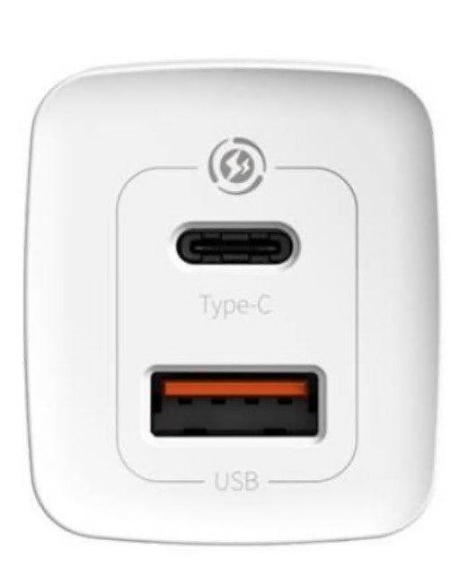 INCARCATOR retea Baseus GaN2 Lite, Quick Charge 65W, 1 x USB 5V/3A, 1 x USB Type-C 5V/3A, alb 
