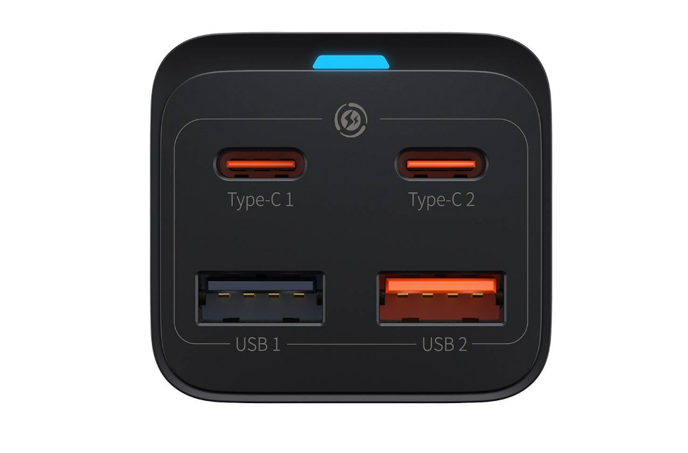 INCARCATOR retea Baseus GaN3 Pro, Quick Charge 65W, 2 x USB, 2 x USB Type-C, include cablu USB Type-C la USB Type-C 100W 1m, negru "CCGP040101" - 6932172600334