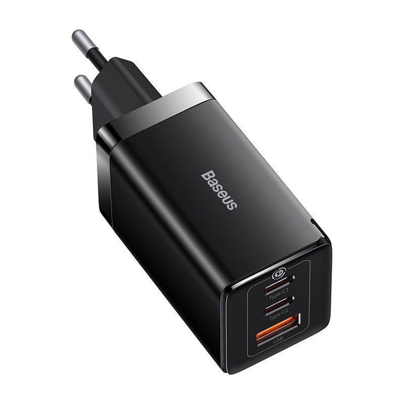 INCARCATOR RETEA Baseus GaN5 PRO, Quick Charge 65W, 2 x USB Type-C Output 5V/3A, 1 x USB, include cablu USB Type-C la USB Type-C 100W, 1m, negru "CCGP120201" - 6932172617523