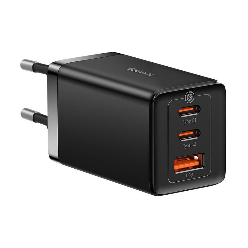 INCARCATOR RETEA Baseus GaN5 PRO, Quick Charge 65W, 2 x USB Type-C Output 5V/3A, 1 x USB, include cablu USB Type-C la USB Type-C 100W, 1m, negru "CCGP120201" - 6932172617523