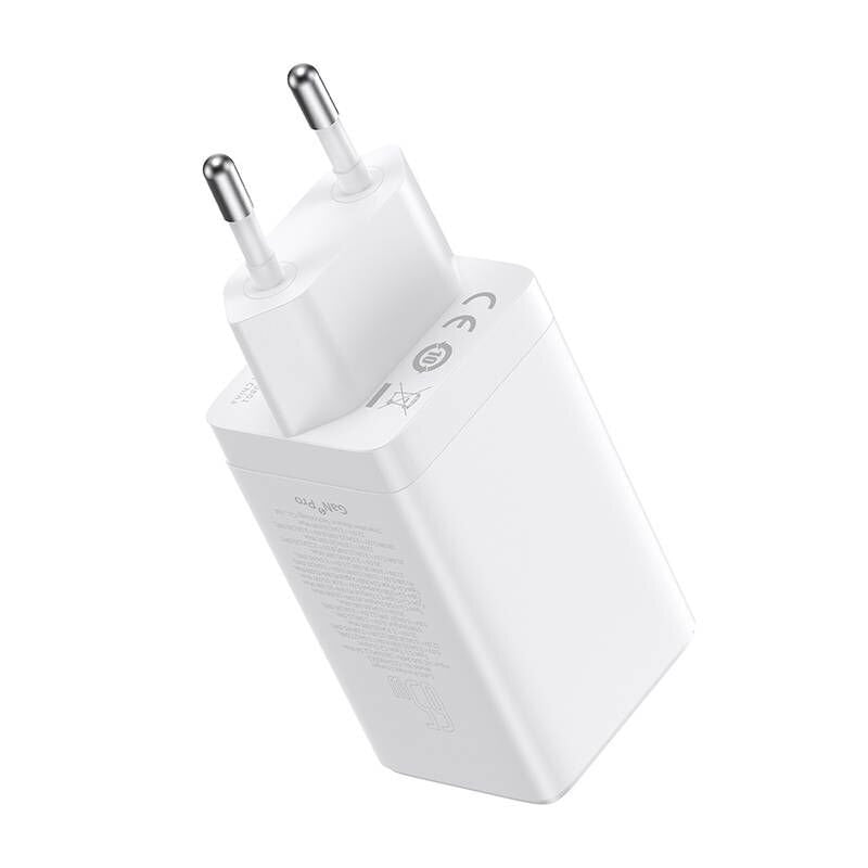 INCARCATOR RETEA Baseus GaN5 PRO, Quick Charge 65W, 2 x USB Type-C Output 5V/3A, 1 x USB, include cablu USB Type-C la USB Type-C 100W,1m, alb "CCGP120202" - 6932172617516