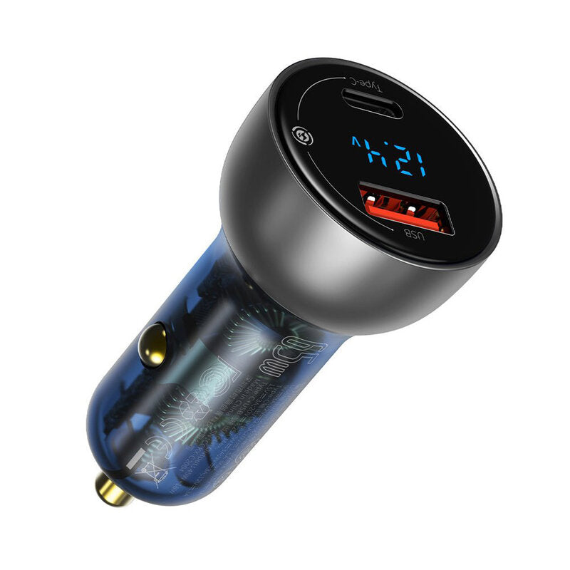 INCARCATOR auto Baseus Particular Digital Display QC+PPS, 1xUSB Output 4.5V/5A,1xUSB Type-C Output 5V/3A,output 65W,pt bricheta auto,afisaj dig,argintiu"CCKX-C0A"-6953156223172