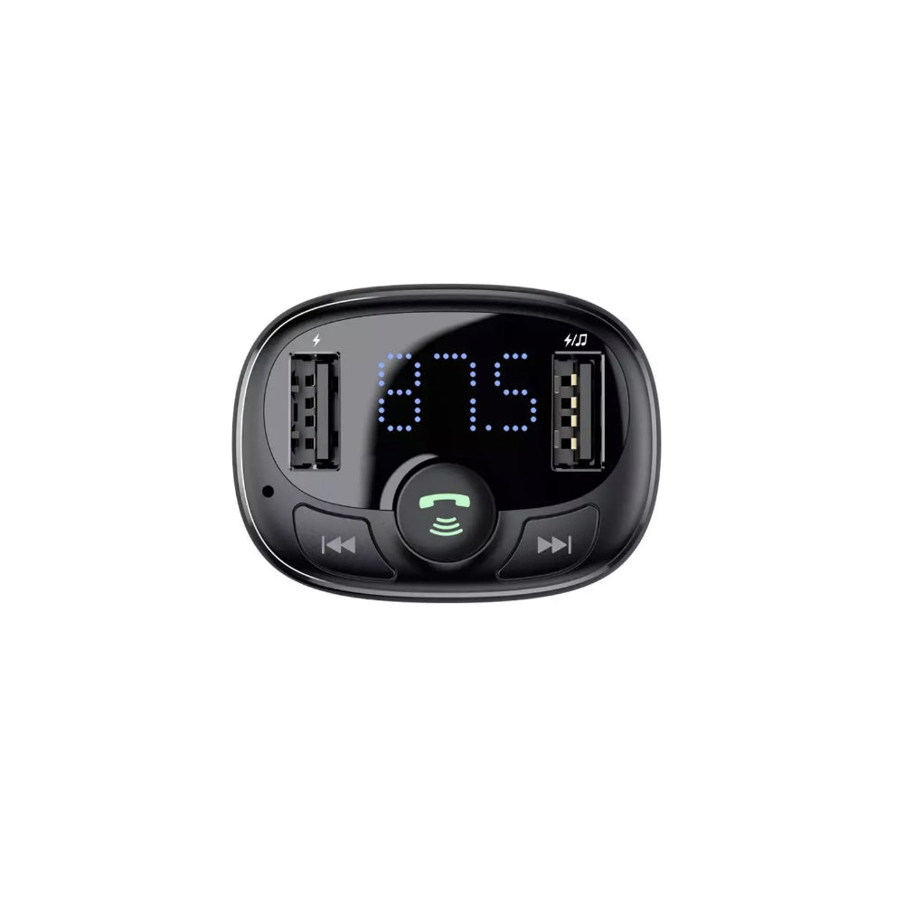 MODULATOR AUTO FM Baseus T-Typed,BT 4.2, 2 x USB 5V/3.4A max,12V-24V, frecv FM: 87,5-108.0MHZ, MP3/WAV/FLAC/APE/WMA,answer/reject/hang up/redial, bk "CCMT000001" -6932172626976