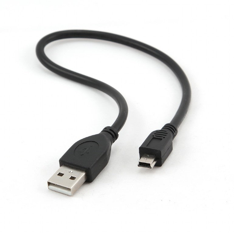 CABLU alimentare si date GEMBIRD, pt. smartphone, USB 2.0 (T) la Mini-USB 2.0 (T), 30cm, conectori auriti, negru, "CCP-USB2-AM5P-1"