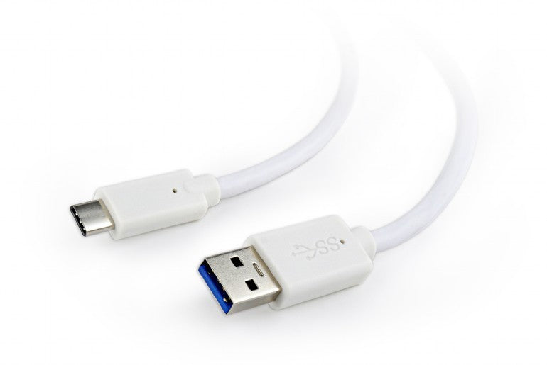 CABLU alimentare si date GEMBIRD, pt. smartphone, USB 3.0 (T) la USB 3.1 Type-C (T), 36W, 0.1m, alb, "CCP-USB3-AMCM-W-0.1M"