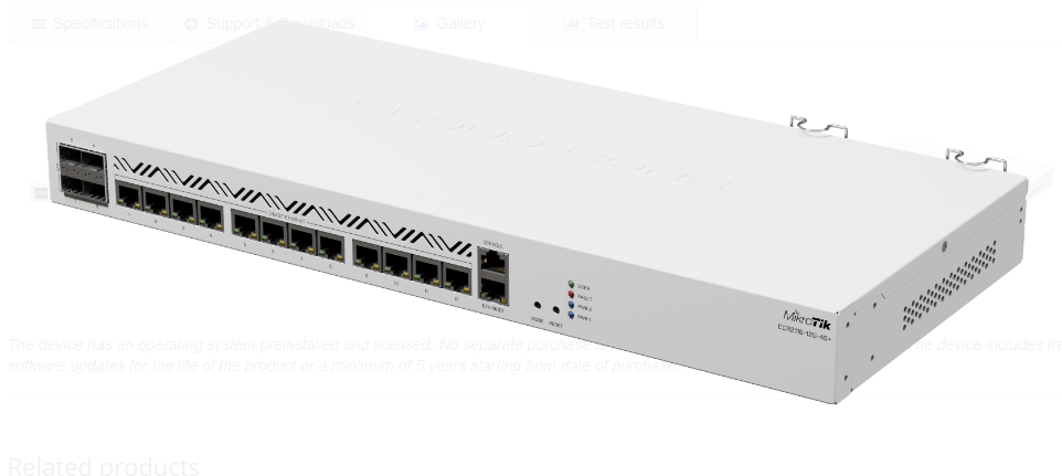 NET ROUTER 1000M 12PORT 4SFP+/CCR2116-12G-4S+ MIKROTIK, "CCR2116-12G-4S+"
