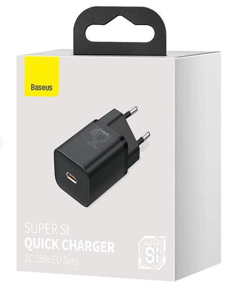 INCARCATOR retea Baseus Super Si, Quick Charge 25W, 1 x USB Type-C 5V/3A, negru "CCSP020101" - 6932172603724