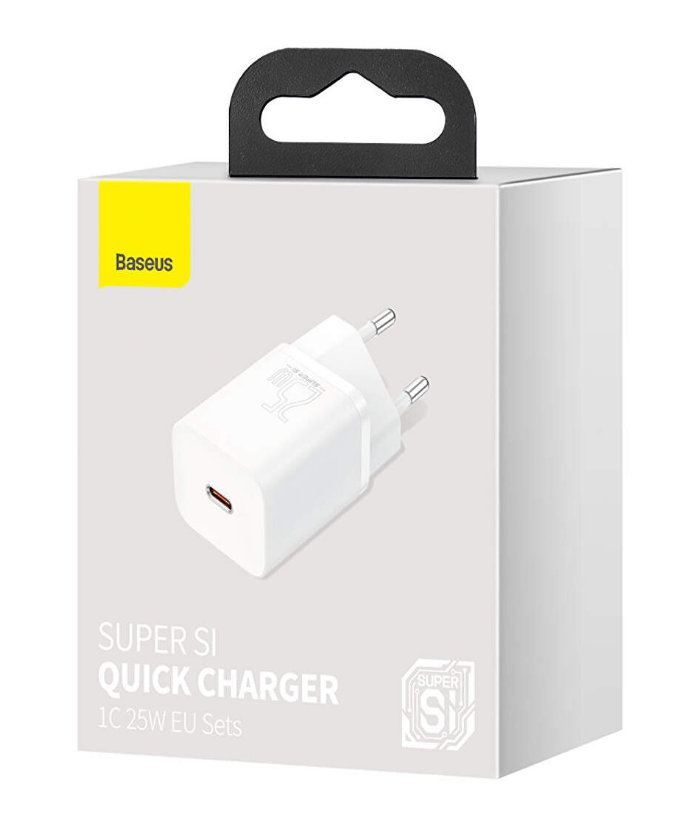 INCARCATOR retea Baseus Super Si, Quick Charge 25W, 1 x USB Type-C 5V/3A, alb "CCSP020102" - 6932172603731