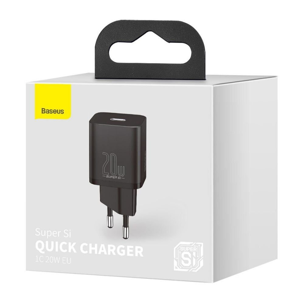 INCARCATOR retea Baseus Super Si, Quick Charge 20W, 1 x USB Type-C 5V/3A max, negru "CCSUP-B01" - 6953156229990