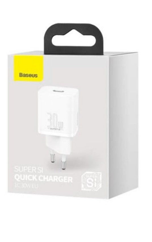INCARCATOR retea Baseus Super Si, Quick Charge 30W, 1 x USB Type-C 5V/3A, alb "CCSUP-J02" - 6953156205079
