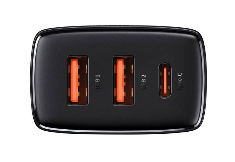 INCARCATOR retea Baseus Compact, Quick Charge 30W, 2 x USB Type-C Output 5V/3A, 1 x USB Output 5V/3A, negru "CCXJ-E01" - 6953156207295