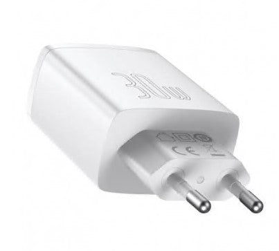 INCARCATOR retea Baseus Compact, Quick Charge 30W, 2 x USB 5V/3A, 1 x USB Type-C 5V/3A, alb 