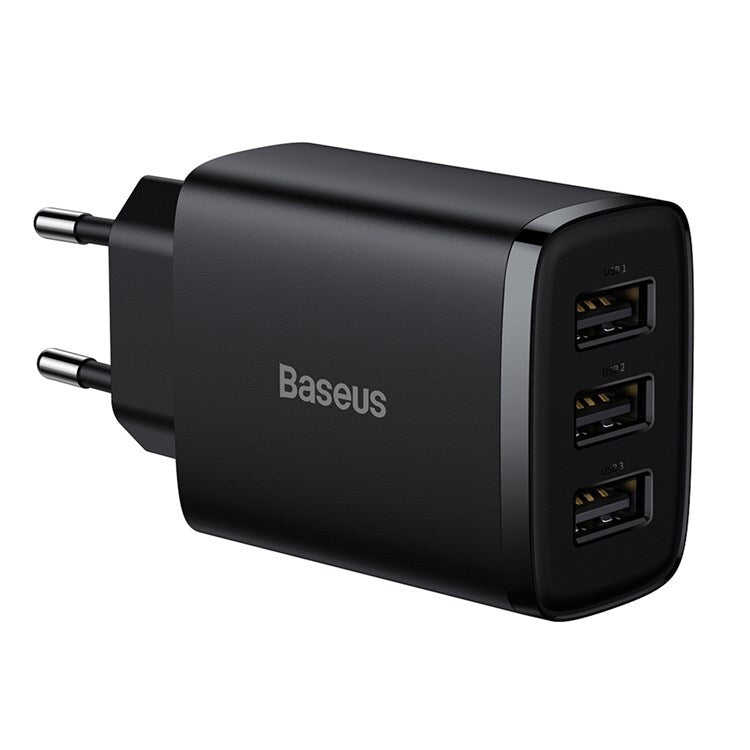 INCARCATOR retea Baseus Compact, Fast Charge 17W, 3 x USB 5V/2.1A, negru "CCXJ020101" - 6932172606961