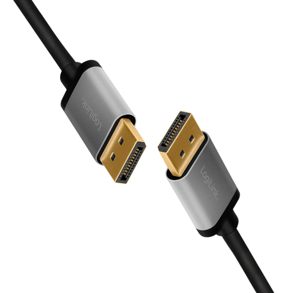 CABLU video LOGILINK, DisplayPort (T) la DisplayPort (T) 1.2, 5m, conectori auriti, rezolutie maxima 4K (3840 x 2160) la 60 Hz, aluminiu, triplu ecranaj, negru-gri, "CDA0103"