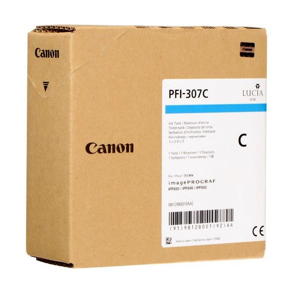 Cartuș Cerneala Original Canon Cyan, PFI-307C, pentru IPF 830|840|850, 330ml, NOPP, 