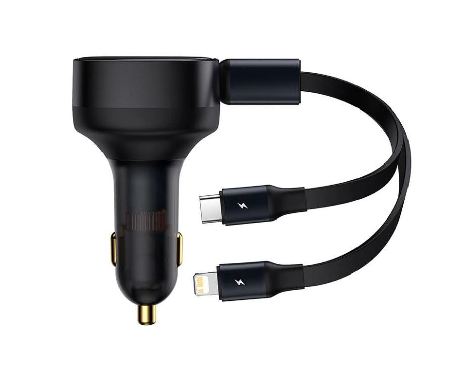 INCARCATOR auto Baseus Enjoyment,cablu inclus max 75cm,1 x USB Type-C(T) max 5V/3A 30W,1x Lightning 5V/3A total output 25 cm,pt. bricheta auto,negru "CGTX000001" -6932172607906