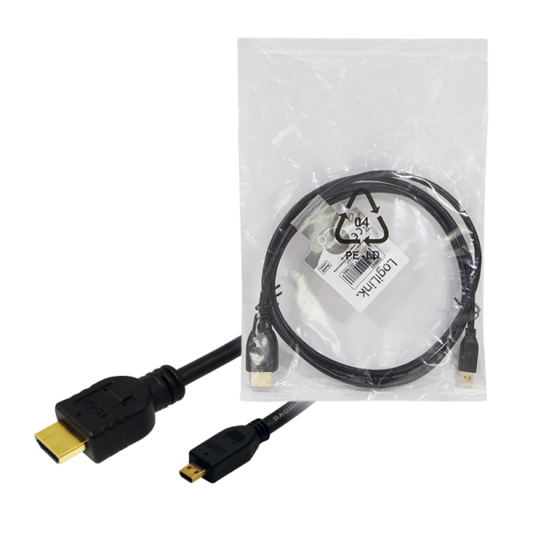 CABLU video LOGILINK, micro(D) HDMI (T) la HDMI (T) 1.4, 1.5m, conectori auriti, rezolutie maxima 4K (3840 x 2160) la 30 Hz, plastic, dublu ecranaj, negru, "CH0031"