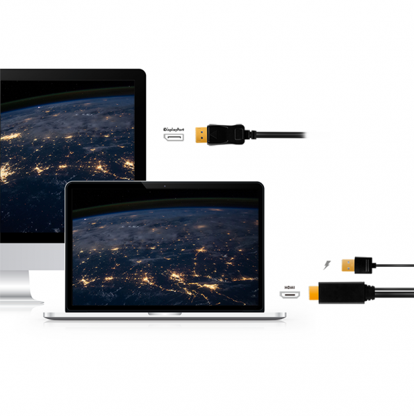 CABLU video LOGILINK, HDMI (T) 1.4 + USB (T) la DisplayPort (T) 1.2, 2m, conectori auriti, rezolutie maxima 4K (3840 x 2160) la 30 Hz, plastic, triplu ecranaj, USB powered, negru, "CH0091"