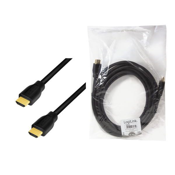 CABLU video LOGILINK, HDMI (T) la HDMI (T) 2.0, 5m, conectori auriti, rezolutie maxima 4K (3840 x 2160) la 60 Hz, plastic, dublu ecranaj, CCS, negru, "CH0103"