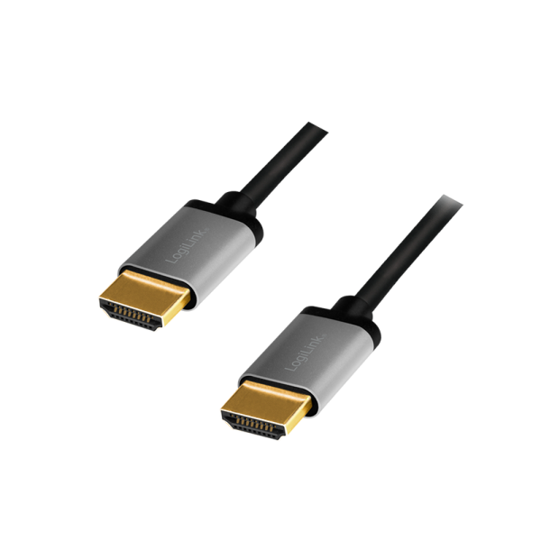 CABLU video LOGILINK, HDMI (T) la HDMI (T) 2.0, 1m, conectori auriti, rezolutie maxima 4K (3840 x 2160) la 60 Hz, aluminiu, triplu ecranaj, negru-gri, "CHA0100"