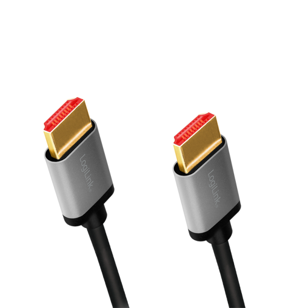 CABLU video LOGILINK, HDMI (T) la HDMI (T) 2.1, 1m, conectori auriti, rezolutie maxima 8K (7680 x 4320) la 60 Hz, aluminiu, triplu ecranaj, negru-gri, "CHA0104"